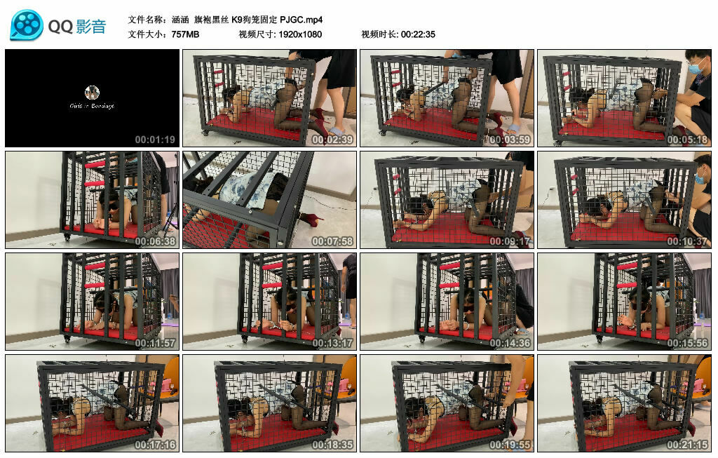 【涵涵】旗袍黑丝 K9狗笼固定 PJGC_绳缚吧