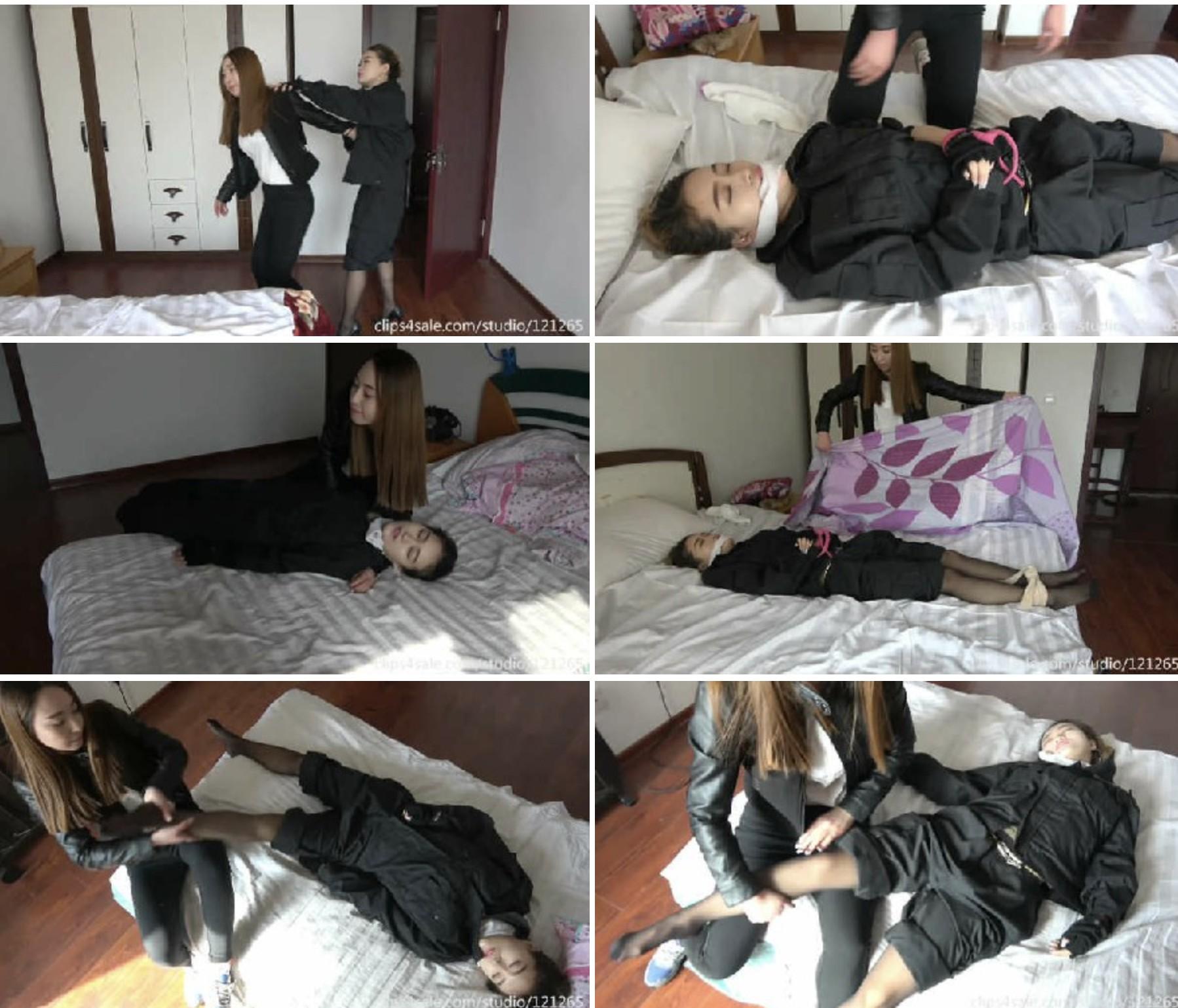 [老梦视觉] 强横女小偷潜入漂亮女间谍房间，将其迷晕捆绑玩脚_绳缚吧