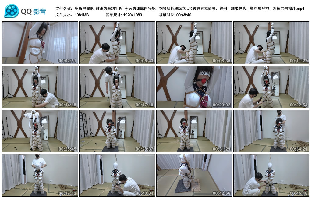 【鹿角与猫爪】雌堕的舞蹈生Ⅳ 今天的训练任务是：钢管架折腿跪立直臂拘束，菱缚绳…_绳缚吧